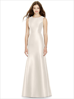 Sleeveless bridesmaid dress in ivory with fitted bodice and full A-line skirt