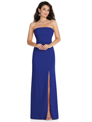 Strapless Scoop Back Maxi Dress with Front Slit