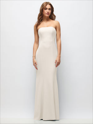 Strapless Fit and Flare Crepe Maxi Dress