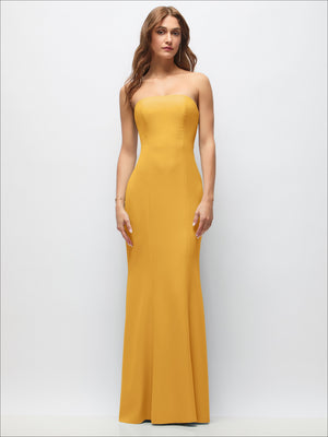 Strapless Fit and Flare Crepe Maxi Dress