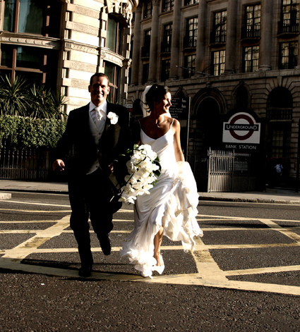 bride and groom at London wedding bride and groom at London wedding