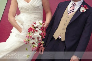 bride with orchid shower bouquet bride with orchid shower bouquet