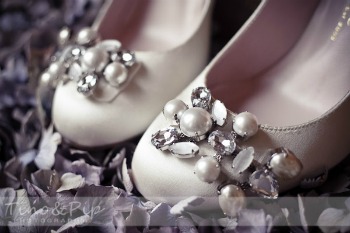 The classic shoe shot cream wedding shoes with pearl and diamante detail