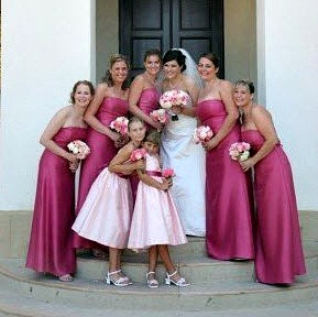Via Project Wedding and photography by Kimberlee Miller fuchis pink long bridesmaid dresses