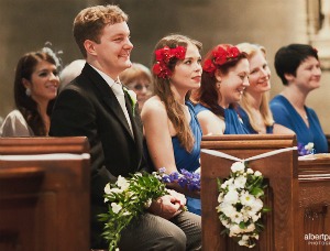 blue bridesmaids dresses by Dessy bridesmaids in sapphire blue convertible dresses