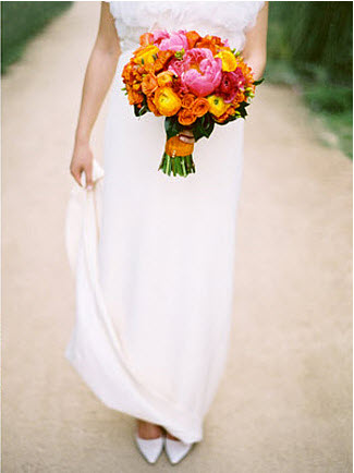 jose villa photography orange and pink wedding bouquet