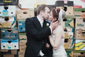Alex and Holly newly weds kiss after wedding