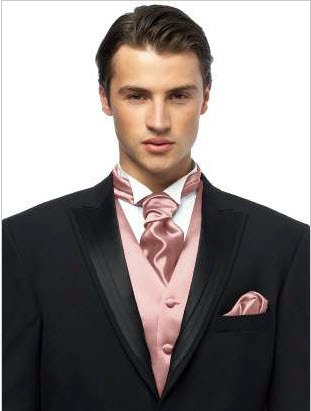 grooms pink cravat and waistcoat by Dessy grooms pink cravat and waistcoat