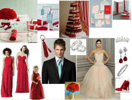 Wedding moodboard via Dessy red wedding moodboard