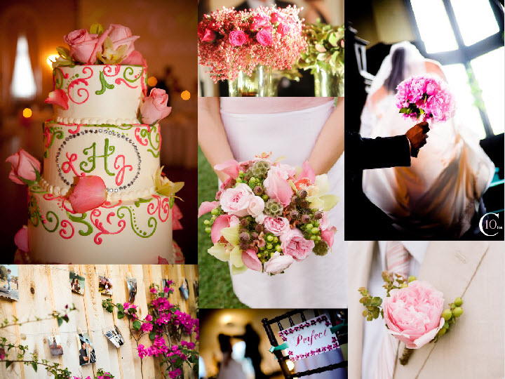 A Pink and Green Wedding Inspiration Style Board