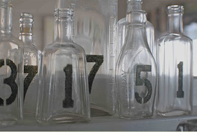 DIY Table Numbers: The Stenciled Glass Bottle
