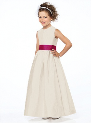 Ivory flowergirl dress by Dessy ivory flowergirl dress with pink sash
