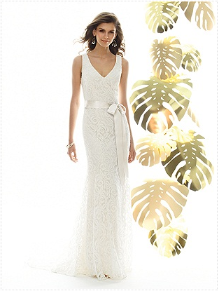 destination wedding dress by Dessy sleeveless lace destination wedding dress