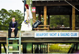 bride and groom on dock of bay bride and groom on dock of bay