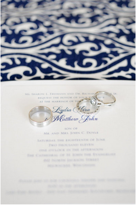 Wedding invitation navy and white wedding invitation