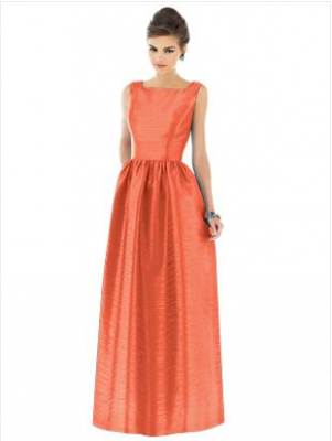 long orange bridesmaid dress