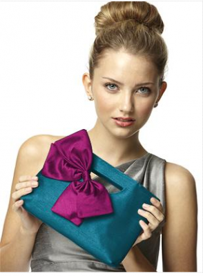 clutch bag by Dessy pink and turquoise clutch bridesmaid handbag