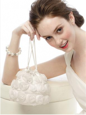 bridesmaid handbag by Dessy white ruffle handbag for bridesmaid