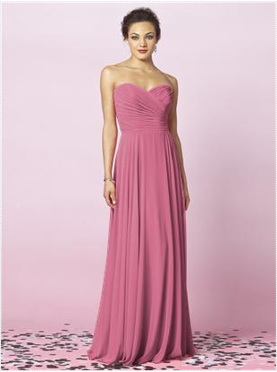 pink strapless chiffon dress