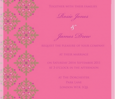 Ananya Cards pink wedding invitation with gold embellishment