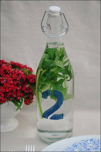 DIY Wedding Ideas: Infused Water Table Numbers