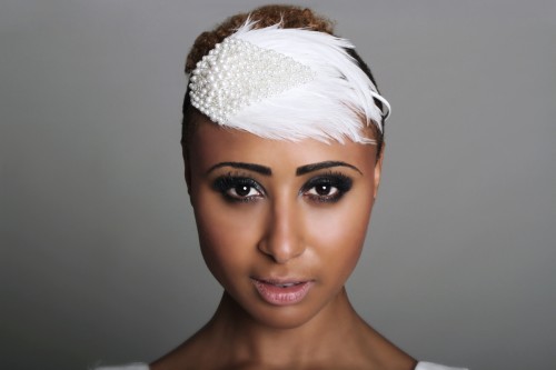 Evita_Feather_Headpiece_By_Debbie_Carlisle_Bouquets wedding hair styles for short hair