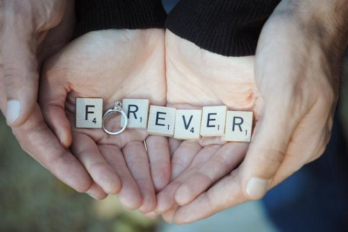 photo by Haley Bolena Scrabble letters for engagement photo shoot