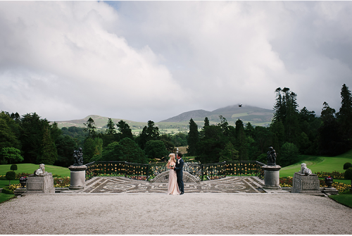 Photos by Brideen Bride and groom in front of Wicklow mountains