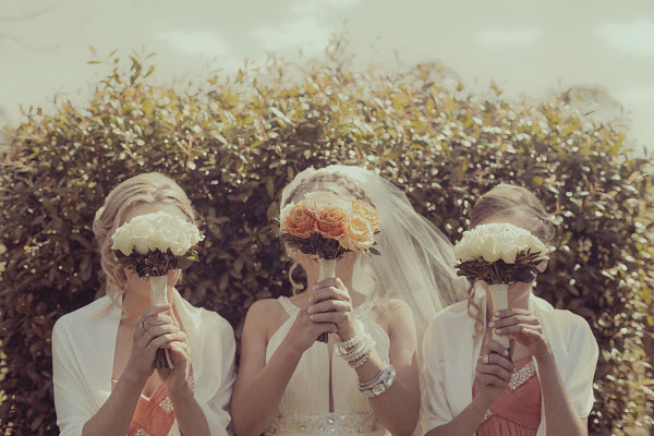 outdoor wedding bride and bridesmaids
