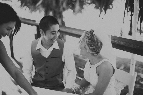 summer wedding reception bride and groom beach wedding reception
