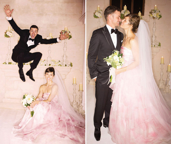 pink wedding gown - JESSICA BIEL