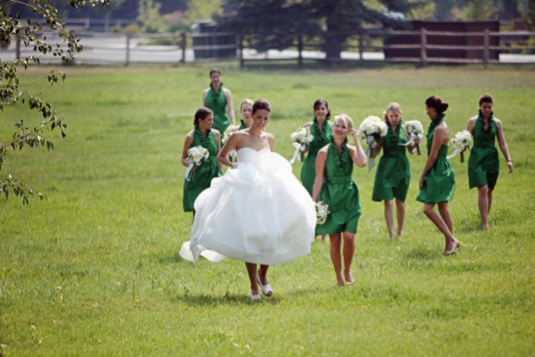 Real Wedding - Sun Valley, Idaho Celebration with Alfred Sung Bridesmaids