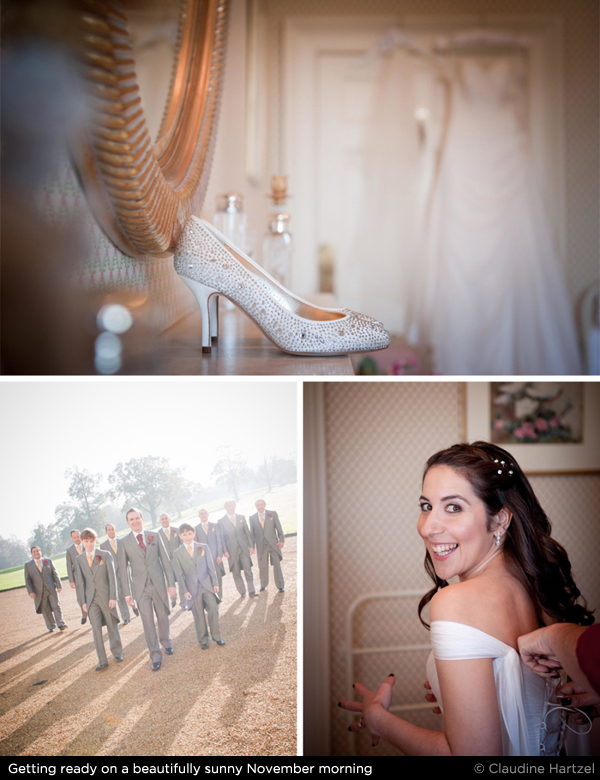 bride dressing for wedding