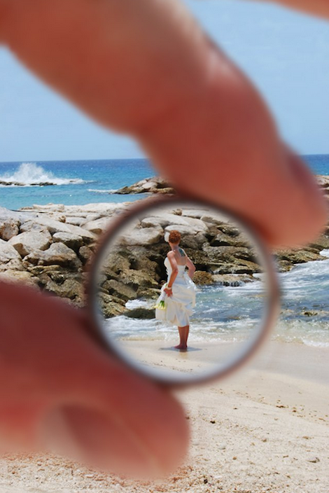 Wed Over Heels bride on the beach