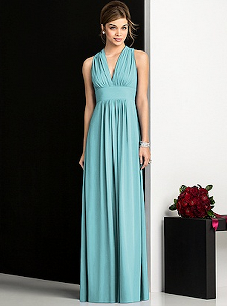 long aqua blue bridesmaid dress