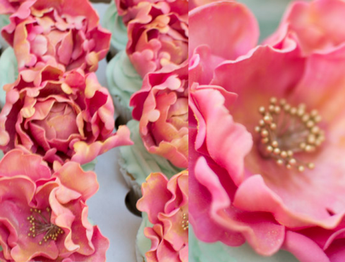 pink peony cupcakes