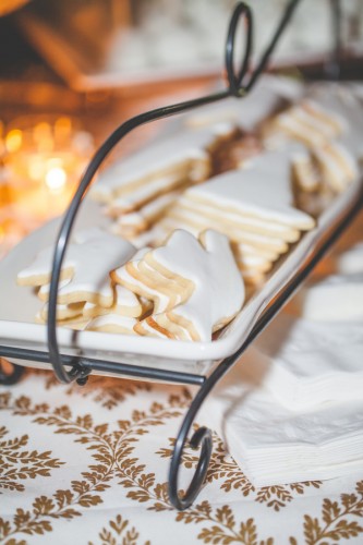white iced wedding cookies