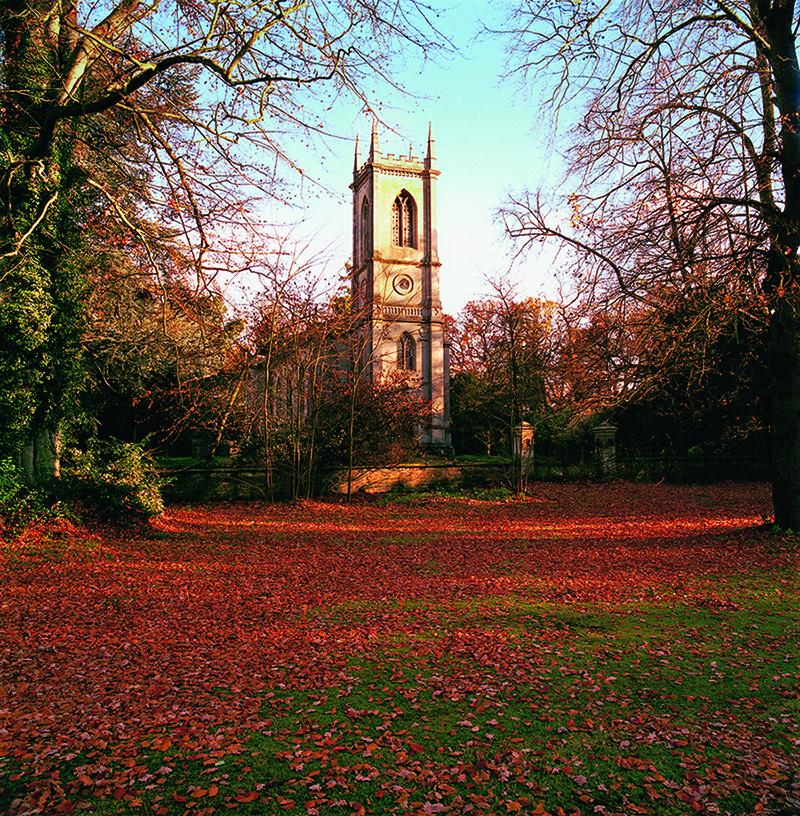 church in autumn