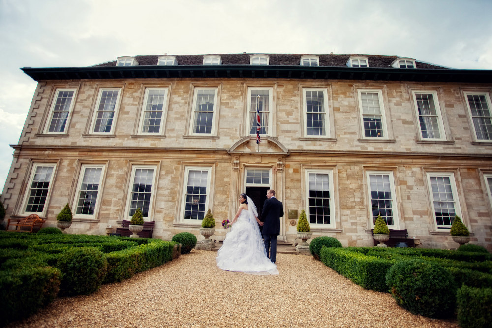 bride and groom at wedding venue