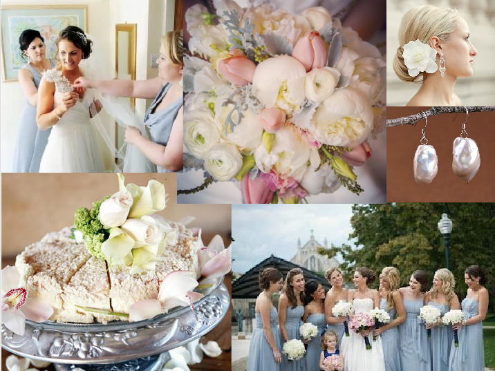 Platinum, pink and white wedding moodboard