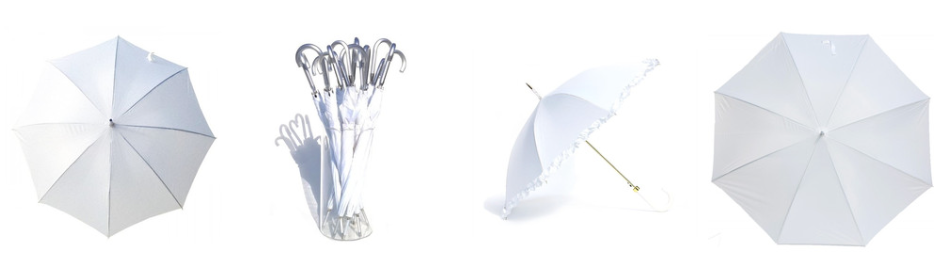 White wedding umbrellas