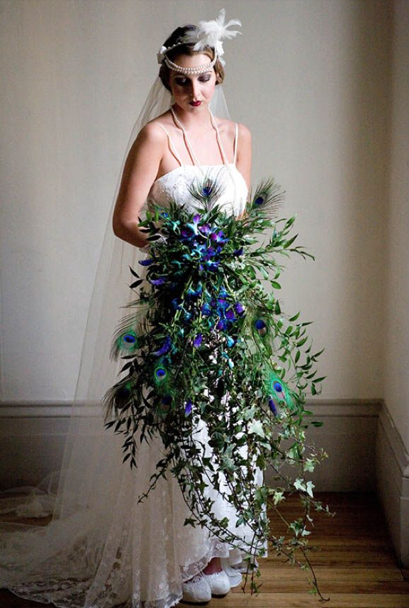 peacock colour wedding bouquet