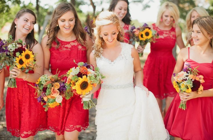 Red and Sunflower summer wedding