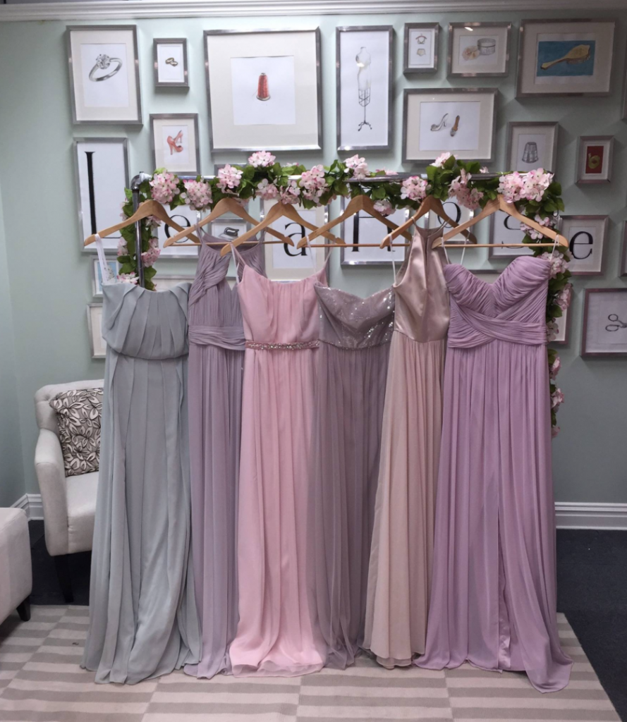 Mix and match bridesmaid dresses with Celadon