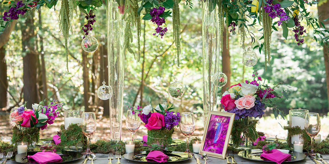 Decor idea: A forest feast reception