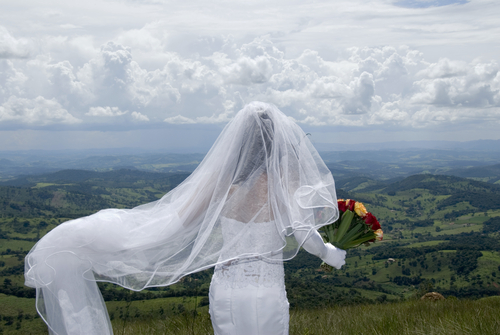 destination wedding bride on mountain